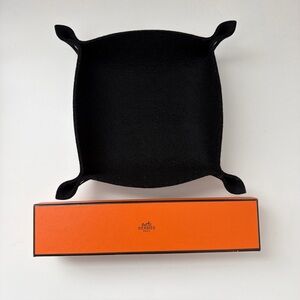 Hermès Mises et Relances H Evelyne Desk Tray in Black Wool Felt with Box
